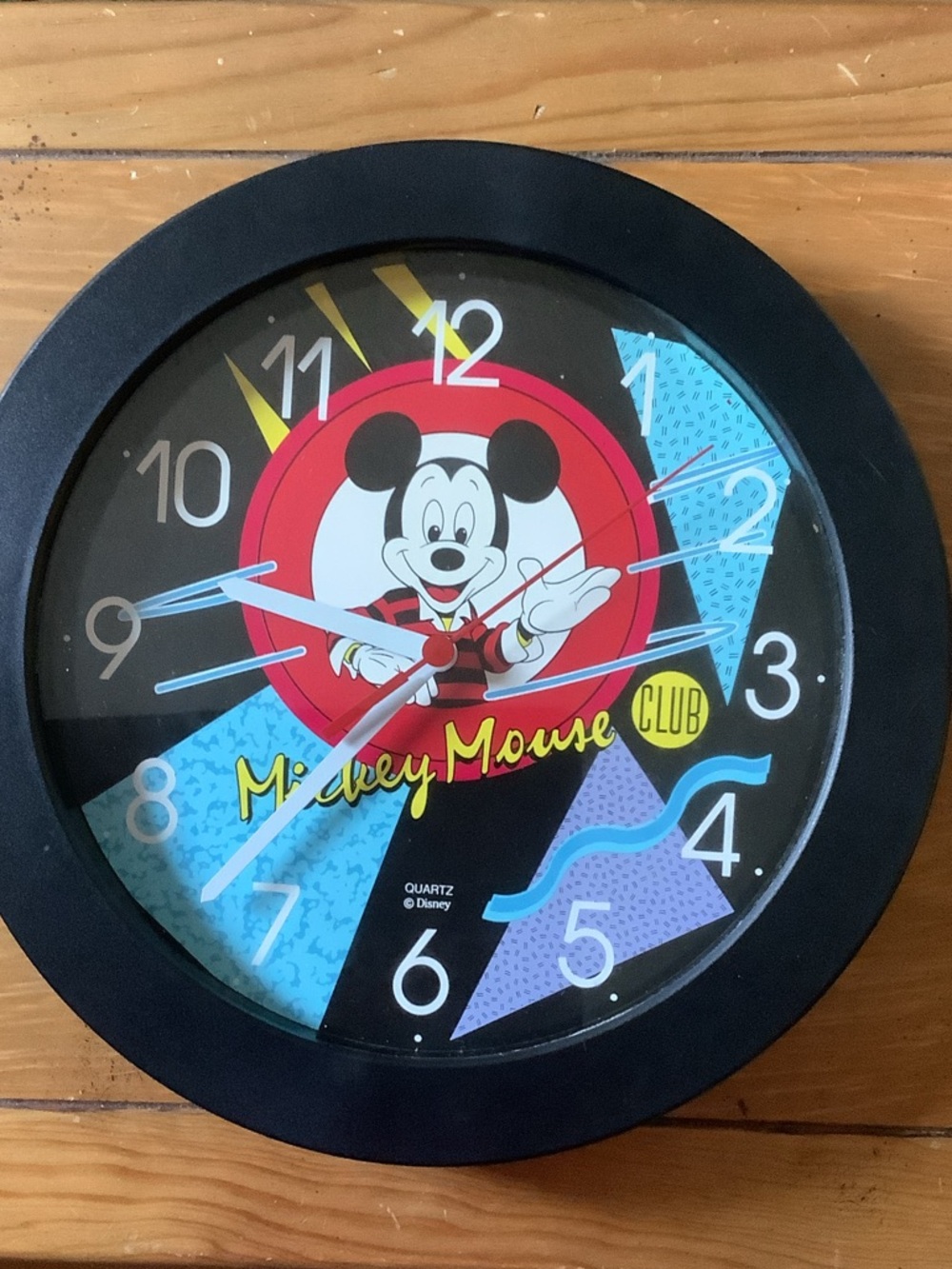 Disney Vintage Mickey Mouse Club Colorful Black Frame Wall Clock